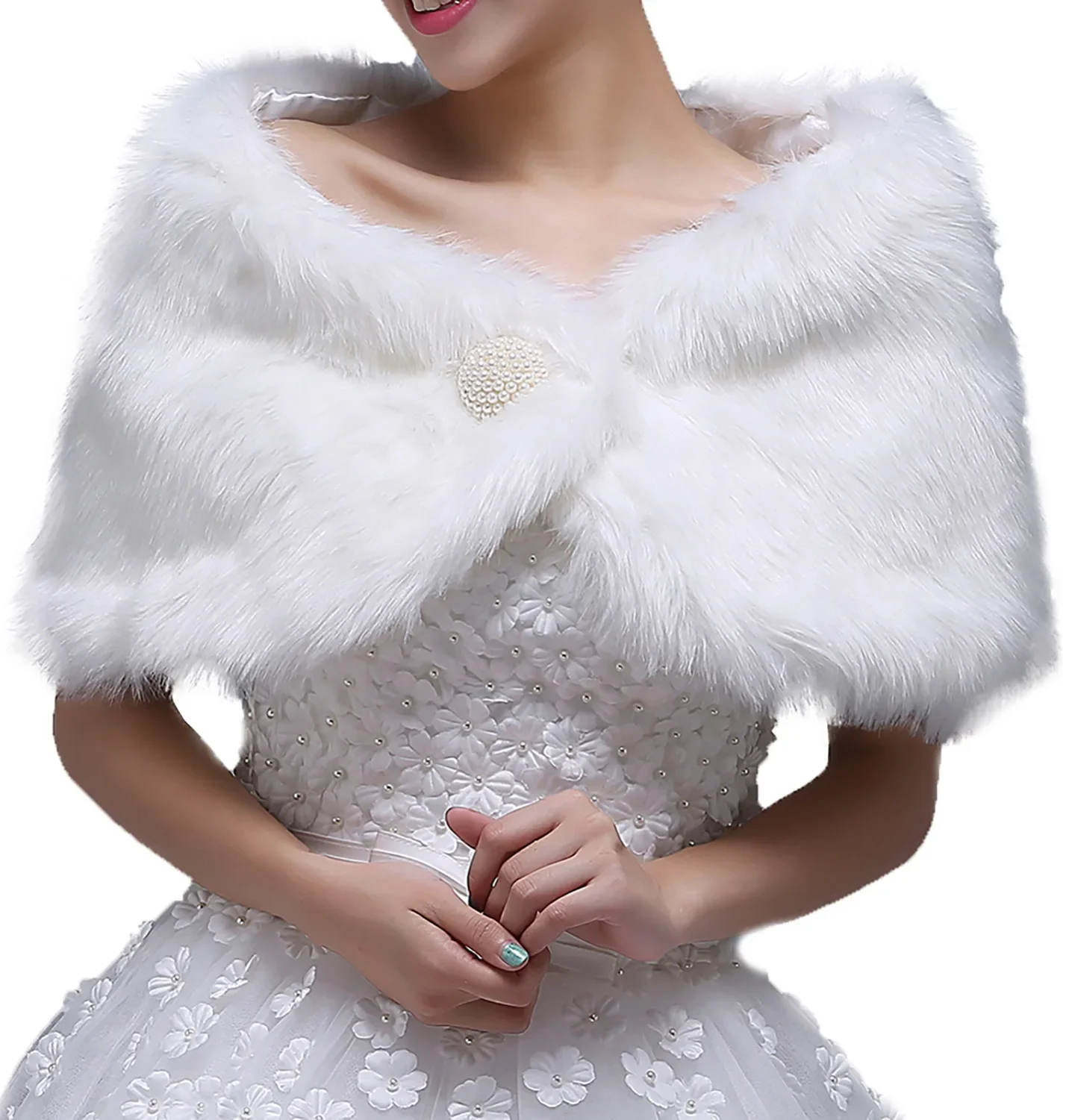 Popular Autumn and Winter Bridal Fur Shawl Wedding Dress Winter Warm Shawl Imitation Rabbit Hair A Generation of Hair Fur Shawl