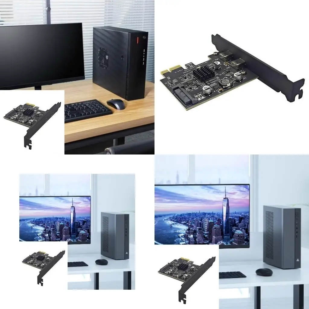 

K3NB PCIe 1X to USB 3.2 Gen2 Cards 10Gbps PCIE Expansion Cards with Double Type C PCIE Cards for Desktop Computer