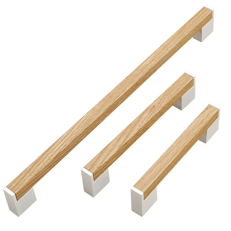 Black Walnut Cabinet Door Handles Wooden Wardrobe Cupboard Pulls Handle Black Oak Drawer Knobs Modern Furniture Hardware 320mm