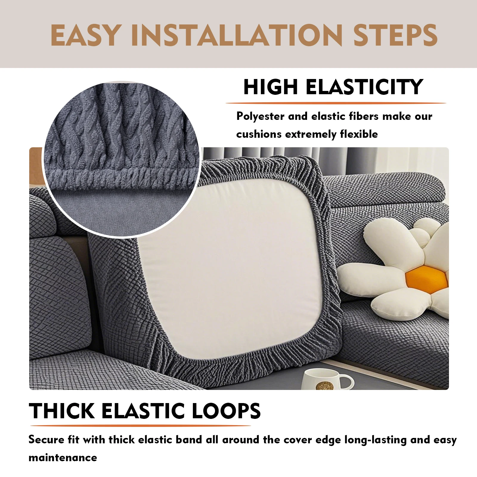 Jacquard Sofa Covers Sofa Couch Covers Wear-Resistant Universal Sofa Cover Stretch for Sectional Slipcover Anti-dust Removable
