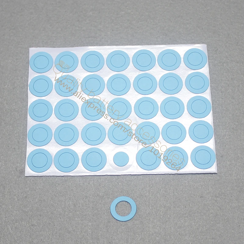 100pcs/lot Special 18650 lithium-ion battery anode hollow flat surface pad insulation gasket 17 * 10.5 * 0.3 blue