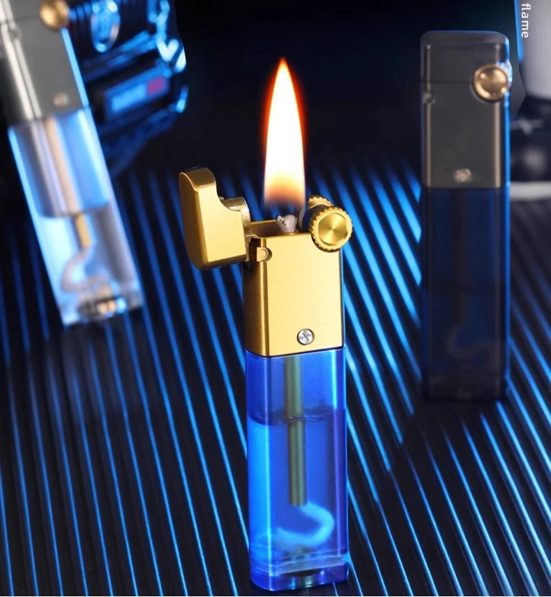 

New Transparent Oil Tank Lighter Vintage Grinding Wheel Small and Simple Style Gift for Boyfriend