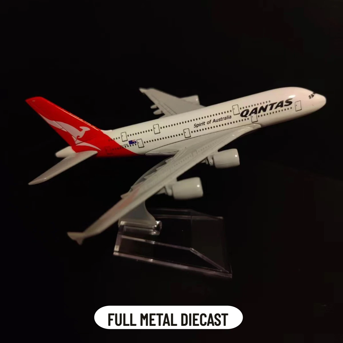 Scale 1:400 Metal Aircraft Model, Qantas A380 Airplane Diecast Plane Aeroplane Home Office Decor Mini Moto Toys for Boy