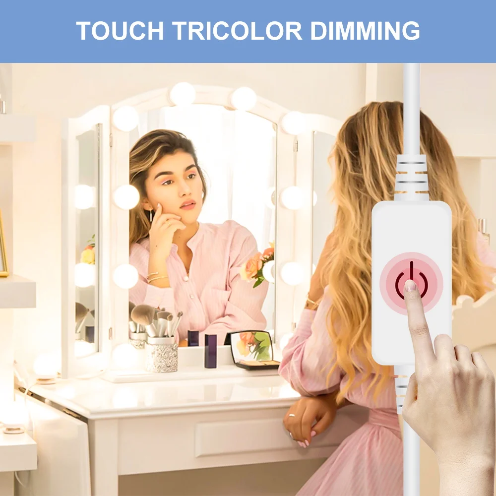 LED Dressing Table Mirror Wall Lamp USB Bathroom Vanity Lights  Makeup Mirrors Decorative Dimmable Bulb For Room Led Night Light