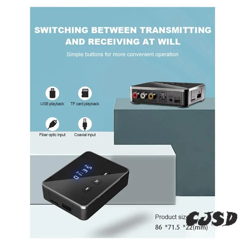 

CJSD-New Bluetooth RCA Receiver 5.3 Aptx HD 3.5Mm Jack Aux Wireless Adapter Music For TV Car 2RCA Audio Receiver Adapter