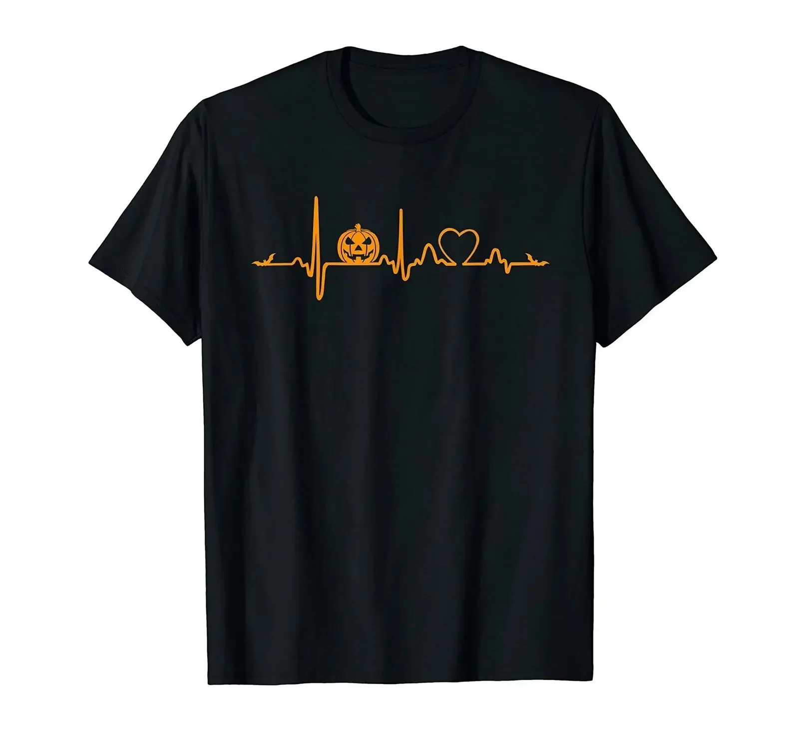 

Funny Pumpkin Heartbeat Halloween Gift T-Shirt 100% Cotton O-Neck Summer Short Sleeve Casual Mens T-shirt Size S-3XL