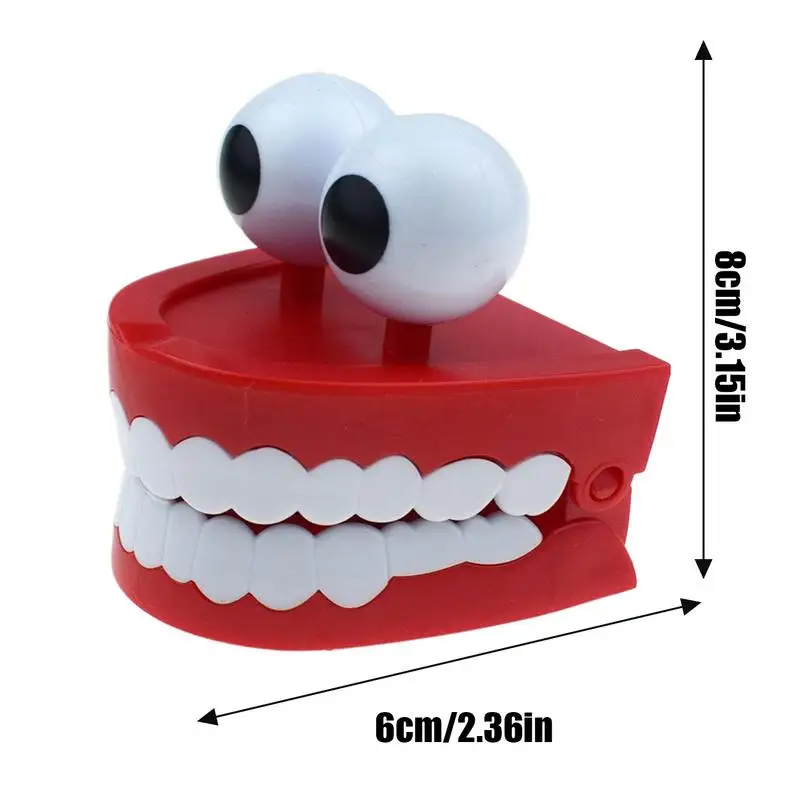 Wind up Chomping Teeth Wind up Toy Chatter Teeth with Eyes Family Friends Interaction Toy Novelty Tabletop Ornament Gag Joke for