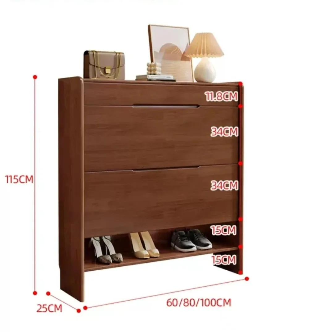Modern Living Room Storage Cabinet Rubber Wood Shoe Rack Multi-layer Slanted Design Home Furniture Wholesale