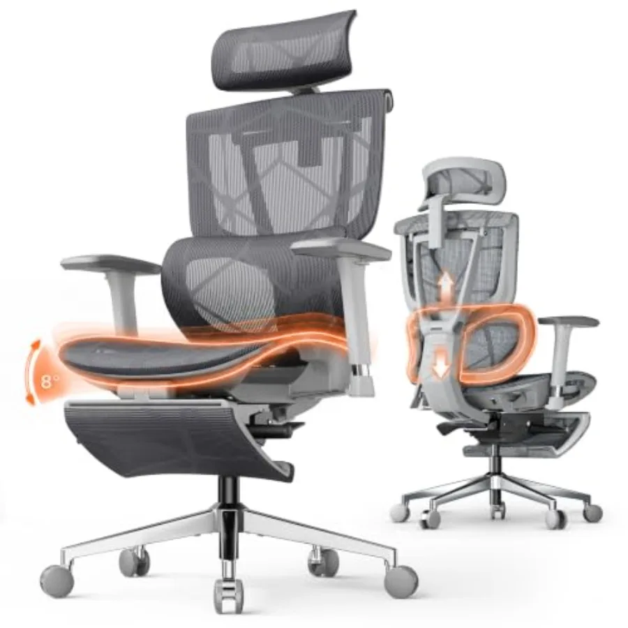 Home office ergonomic mesh office chair with dynamic lumbar support, black breathable mesh, 330lb capacity, forward tilt seat a