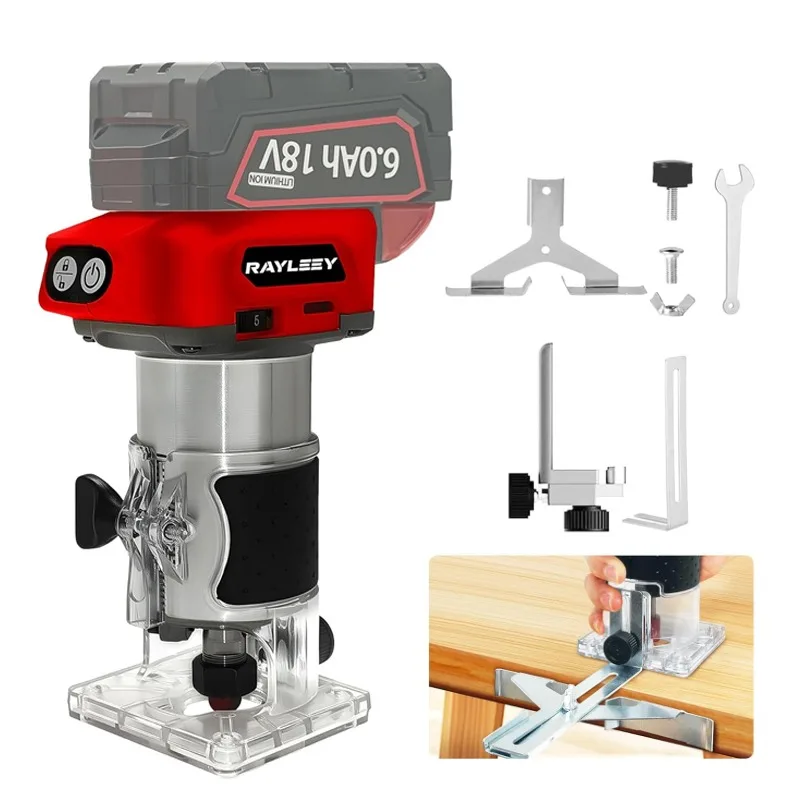 800W 30000 RPM Brushless Trimmer Wood Router Trimmer Engraving Slotting Machine Carpenter Tool For Milwaukee 18V Battery