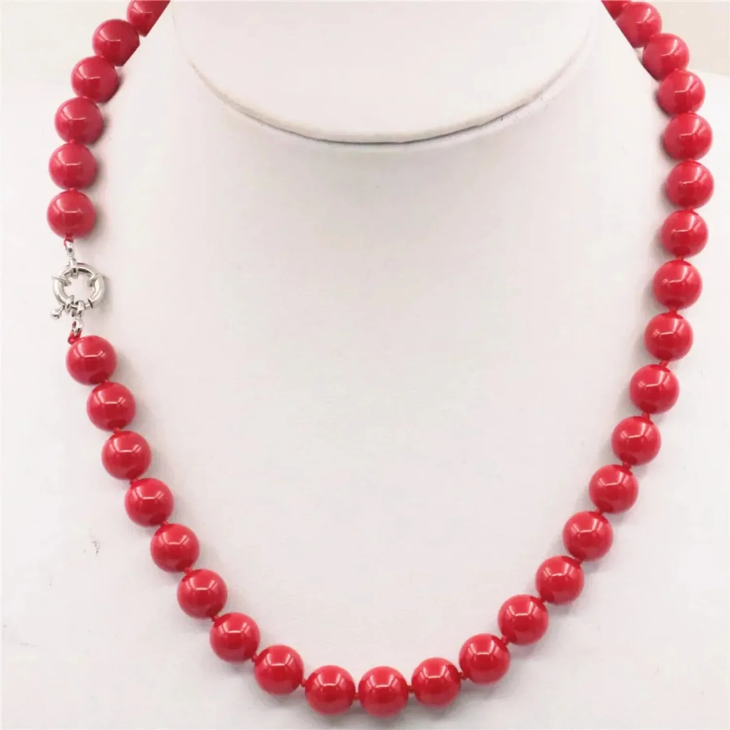 6 8 10 12mm Round Red Coral Shell Pearl Necklace Accessory Jewelry Making Beads DIY Girl Gift Female Fitting Clothing Decoration
