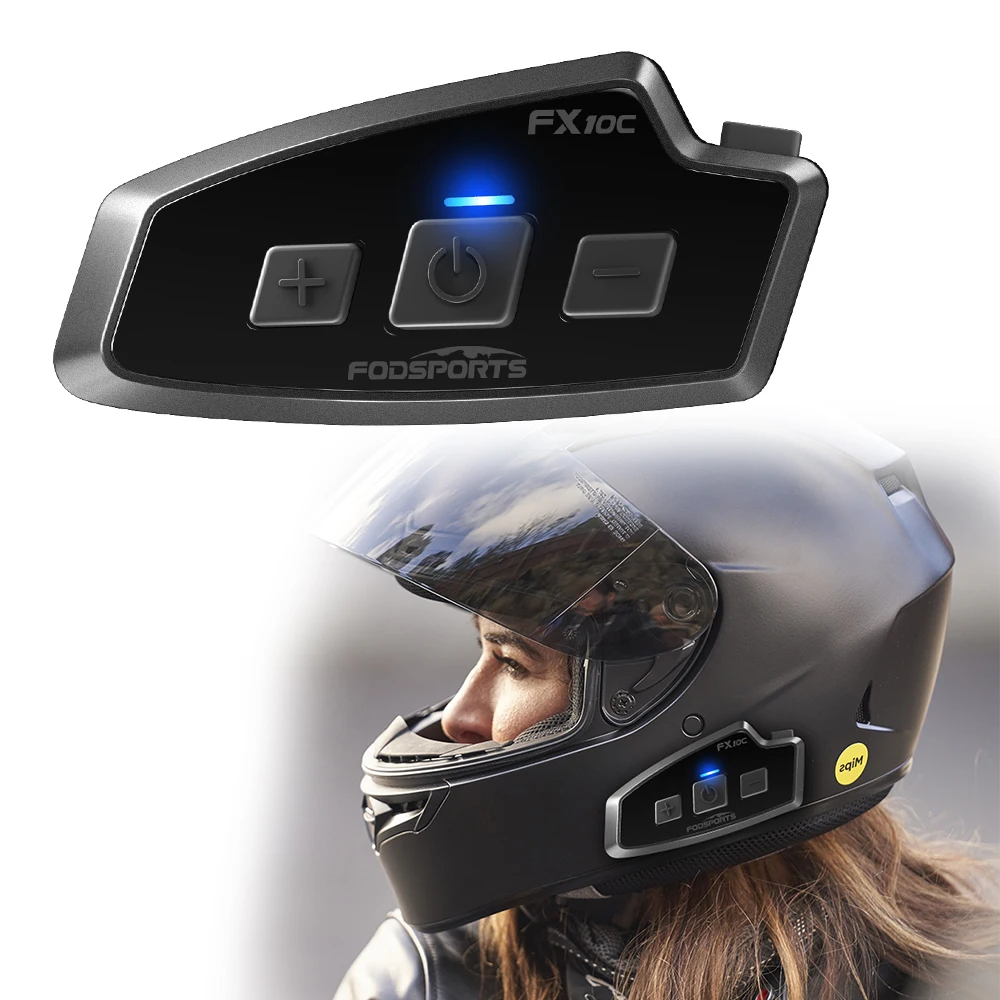 Fodsports FX10C Motorcycle Wireless Bluetooth Earphones Waterproof ABS Material Unlimited Connection Number Helmet Earphonesnew