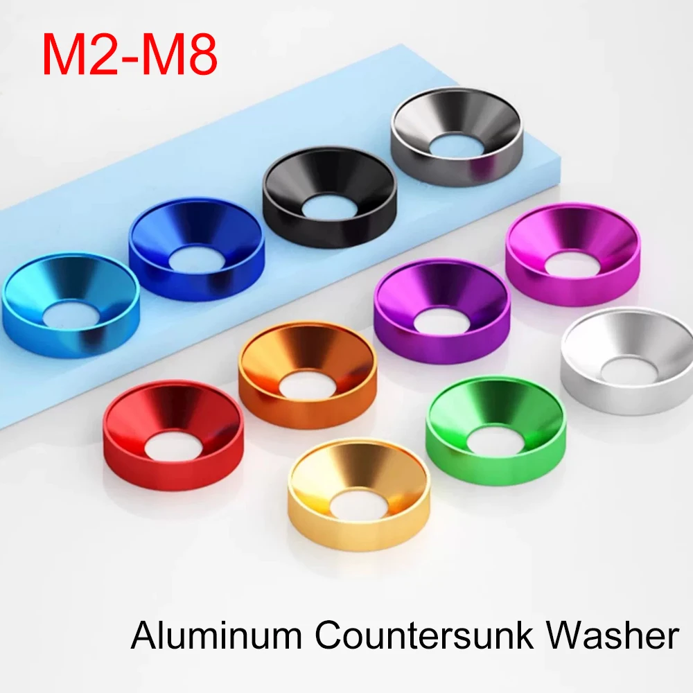 Aluminium Alloy Conical Washers Colorful Spacers Gasket For Countersunk Screw DIN7991 Bolt Vehicle Modify M2 M2.5 M3 M4 M5 M6 M8