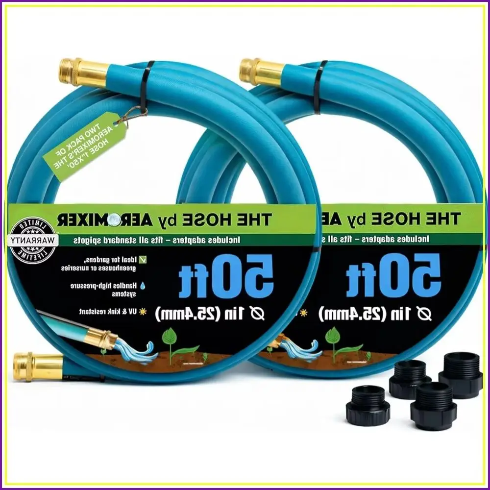 2-Pack 50ft 1 Inch Heavy Duty Garden Hose 650PSI Kinkless Durable Outdoor Water Hose for Watering Plants And Lawn Care