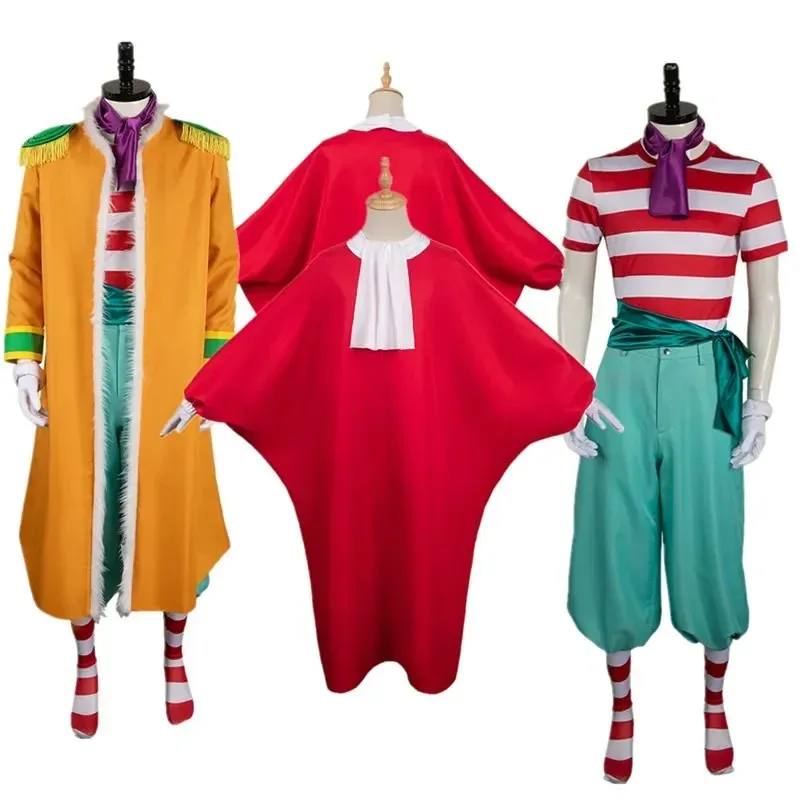 

FC6Anime Fantasy Buggy Cosplay Costume Men Coat Clown Nose Outfits Fancy Halloween Carnival Party Suit@FC8！