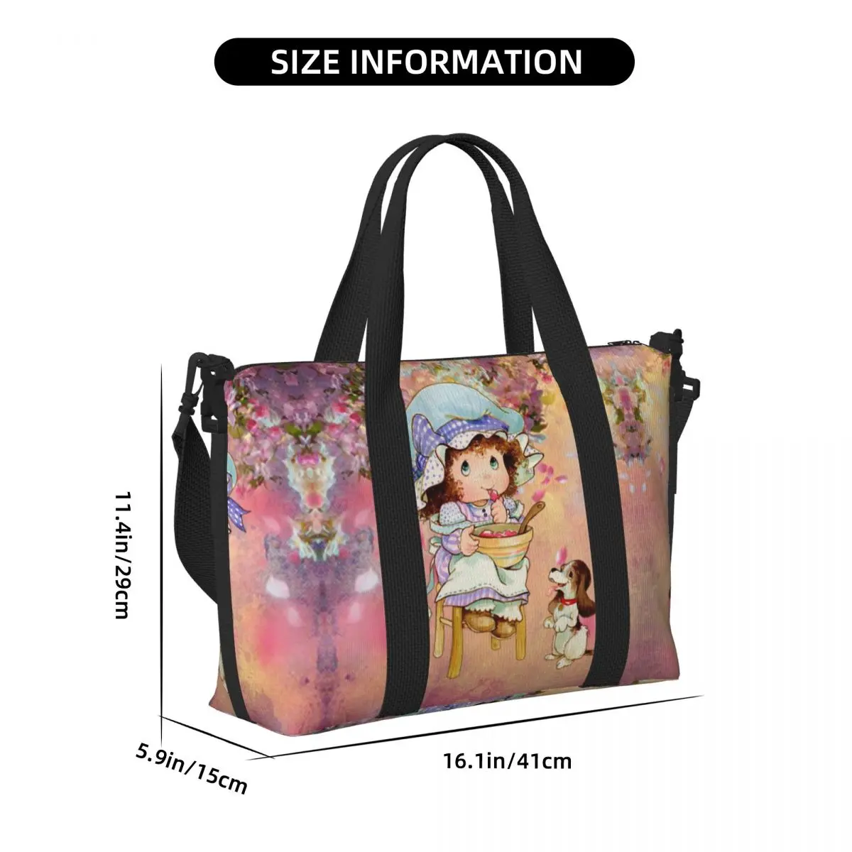 Custom Large Cute Sarah Kay Tote Bag for Women Cartoon Shopper Shoulder Gym Beach Travel Bag