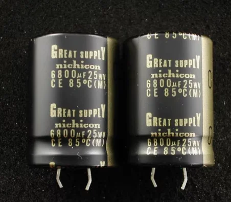 2pcs/lot Original Japanese nichicon great supply 25V 6800UF 25X35mm audio aluminum electrolytic capacitor free shipping