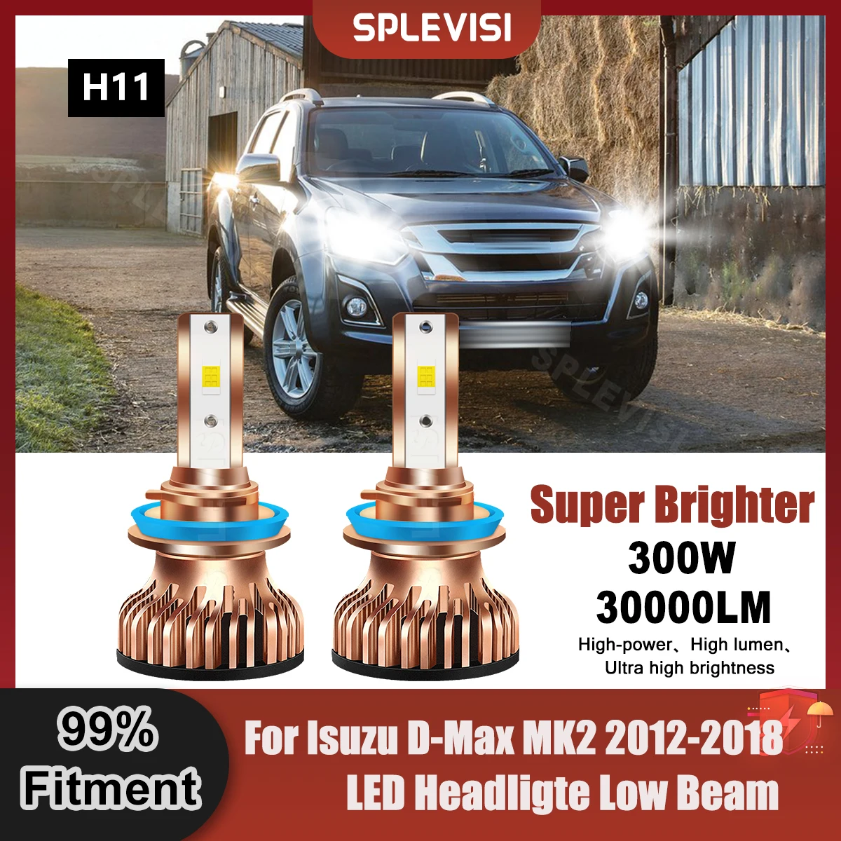 

1 Pair LED H11 Headlight Low Beam Bulbs 9V-24V 300W 30000LM For Isuzu D-Max MK2 2012 2013 2014 2015 2016 2017 2018 Car Lights