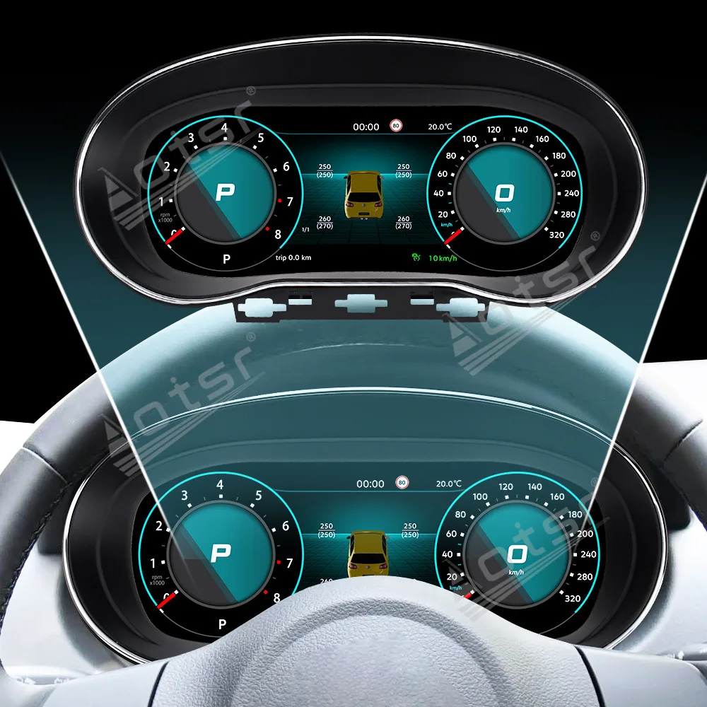 مجموعة أدوات LCD كاملة لسيارة Volkswagen POLO 2009-2016 لوحة القيادة الرقمية قمرة القيادة مجموعة ترقية أدوات افتراضية #4