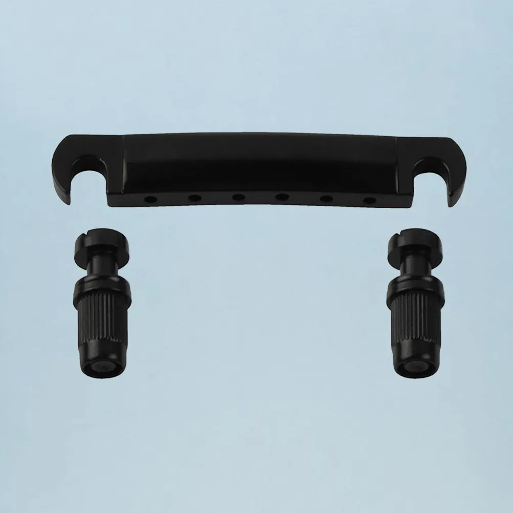 1Set Zinc Alloy Electric Guitar Bridge Tailpiece Black for Guitar Flexible Wraparound Bridge Replacement Matching Posts