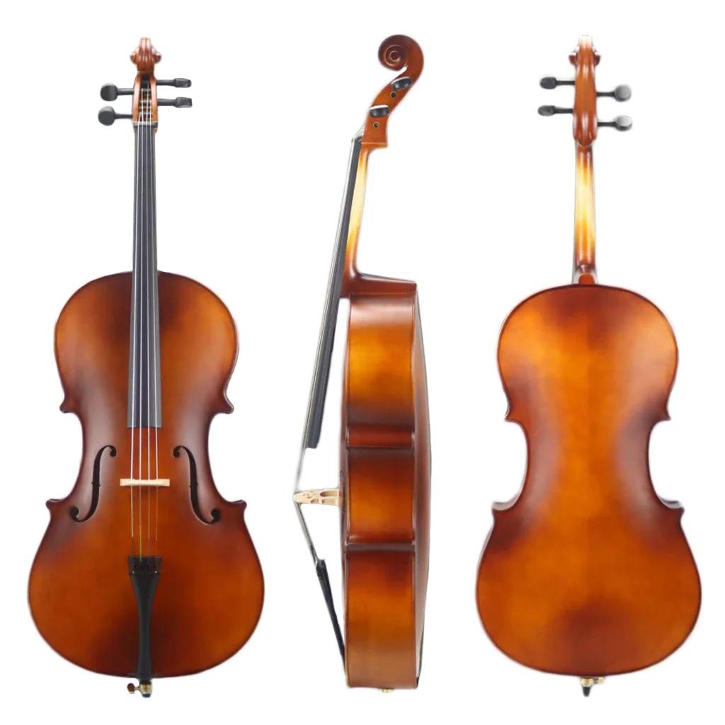 Handmade  Spruce Top Acoustic Cello 4/4 3/4 1/2 1/4 1/8 Set With Brazilwood Cello Bow+Bridge+Rosin+Carrying Case