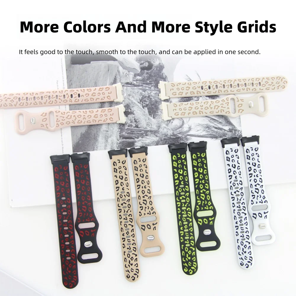 Leopard Print Silicone Watch Band For Huawei Band 8 Quick Release Replacement Adjustable Fashio Sport Smart Watch Strap Unisex