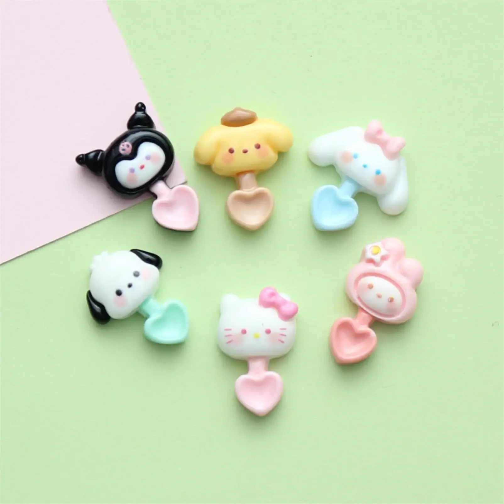 5pcs miniso Mini sanrio resin DIY jewelry accessories water cup sticker nail patch handmade cartoon resin flatback