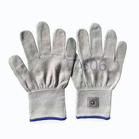 New 5Pair Electrical Shock conductive Massage electrode gloves for TENS EMS therapy Hand Massager machine SPA beauty with Patch
