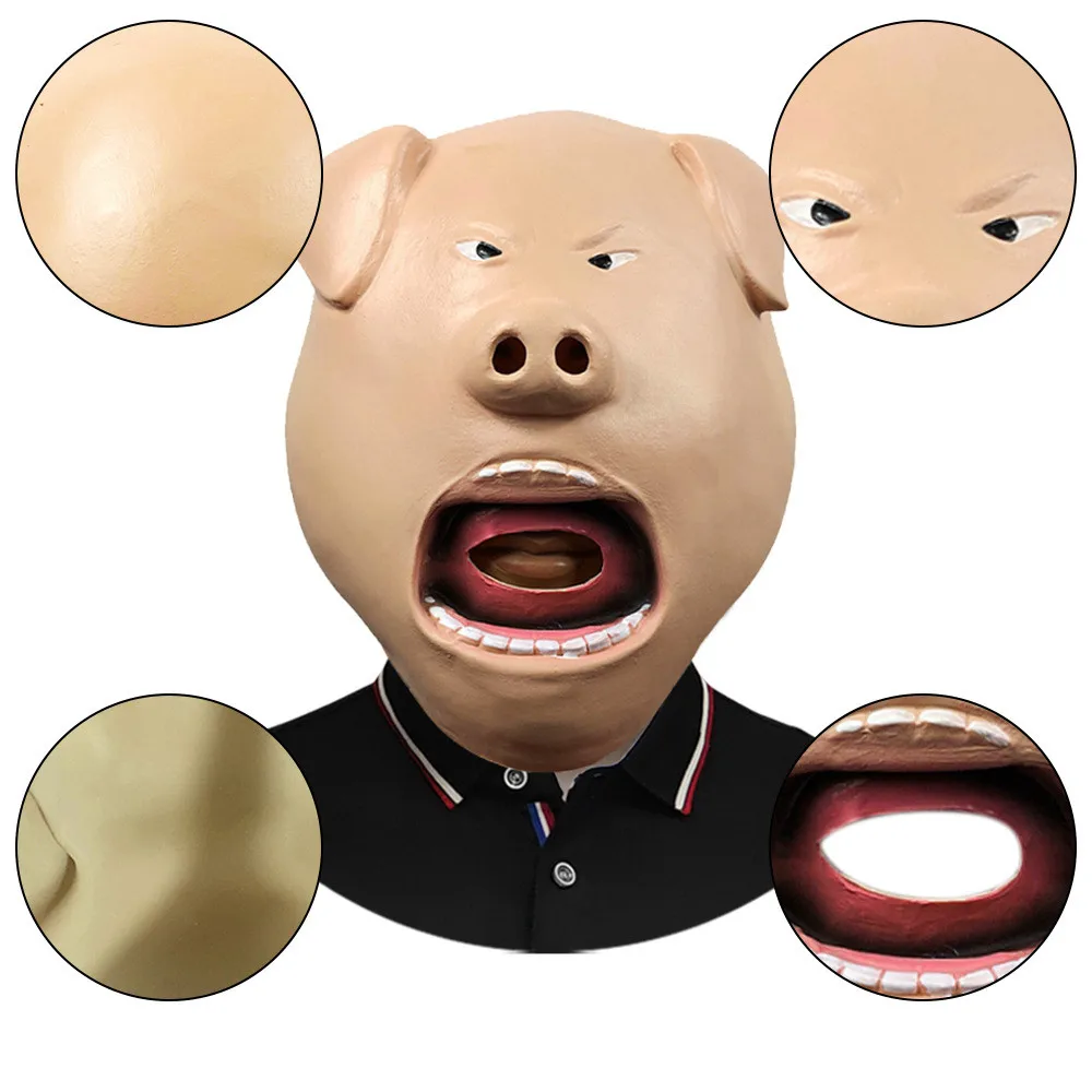 Niedliche Latex-Wut-Schweinekopfmaske für Erwachsene Halloween-Cosplay-Kostüm-Requisiten – Detail 4