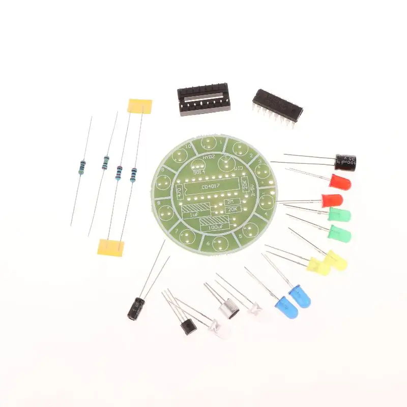 

NEW SALE LED Light Kit CD4017 Colorful Voice Control Rotating Electronic Manufacturing DIY Kit Spare Parts Student Laboratory