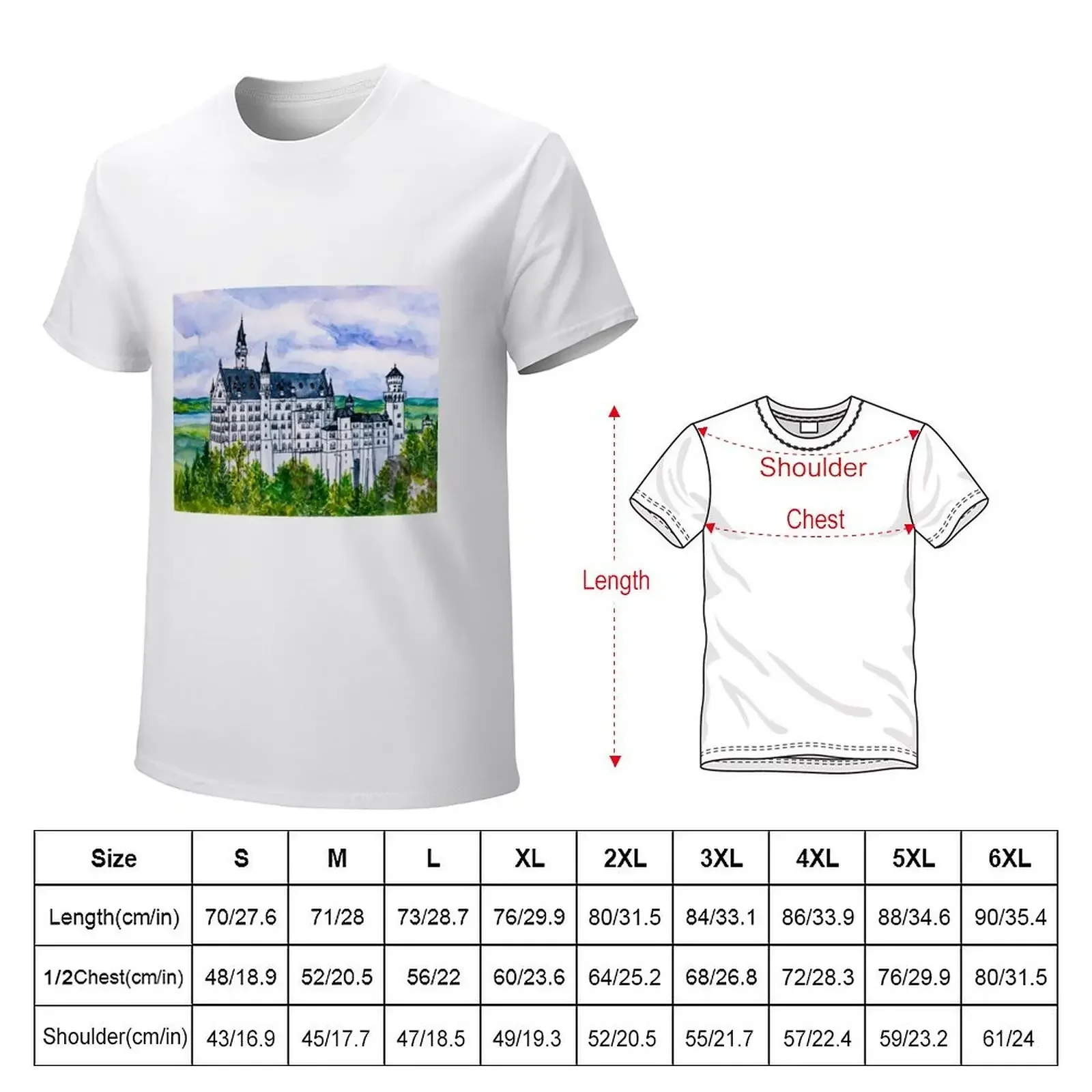 Neuschwanstein Castle in Bavaria T-Shirt custom shirt blue archive aesthetic clothes mens designer t shirt