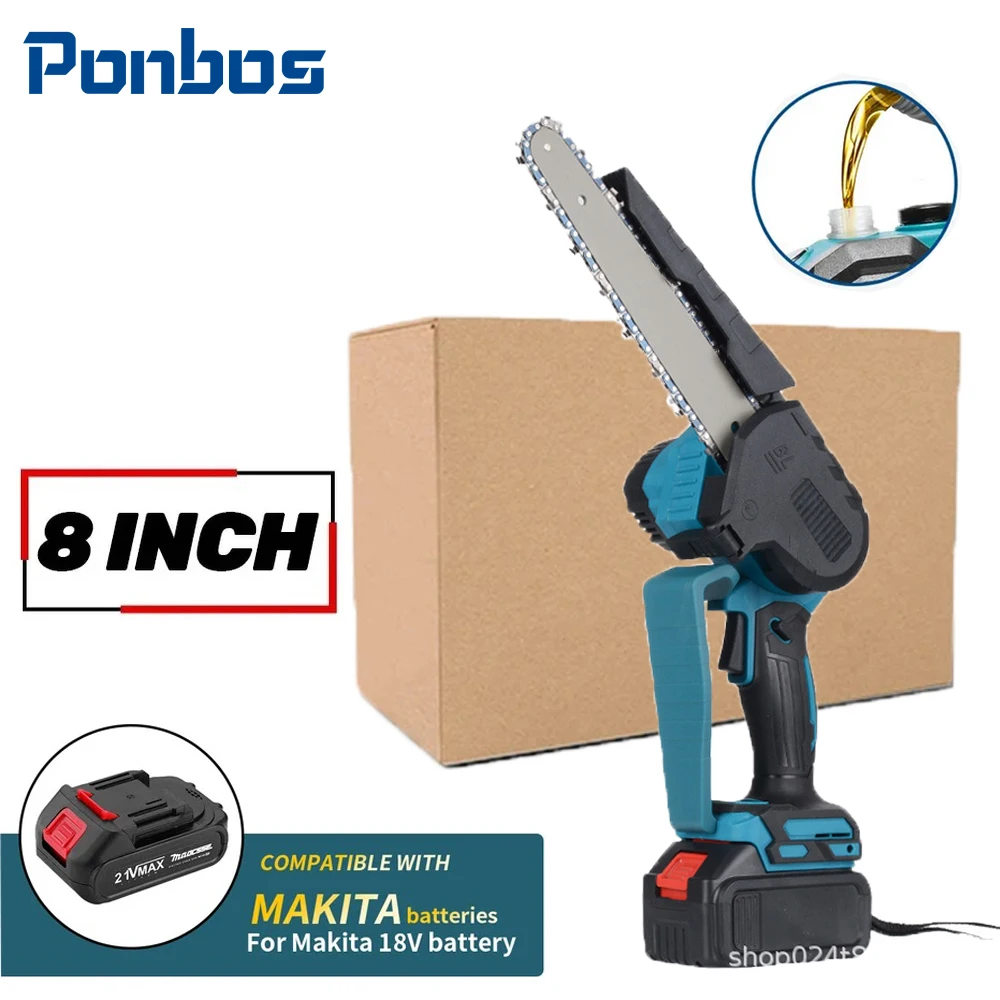 

8-inch Cordless Electric Chain Saw with Tank Adaptable Makita 18V Battery for Floral Tree Pruning Tools