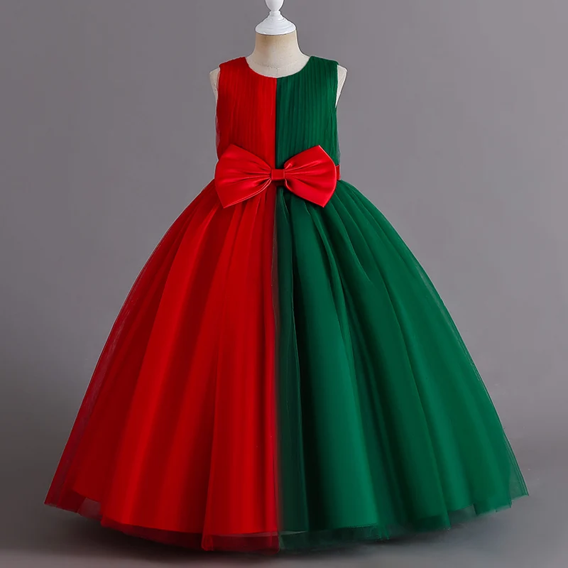 Girl dress Christmas element dress Sleeveless dinner dress Evening dress piano performance violin performance