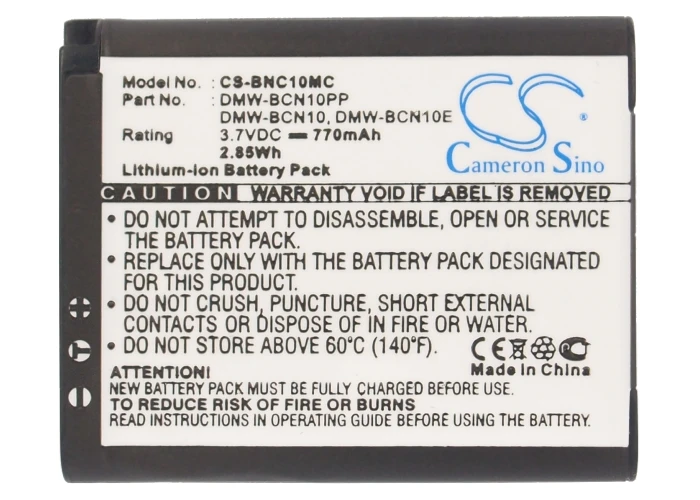 Camera 770mAh Battery For LEICA BP-DC14  BP-DC14-E  BP-DC14-U   Panasonic DMW-BCN10  DMW-BCN10E  DMW-BCN10GK DMW-BCN10PP