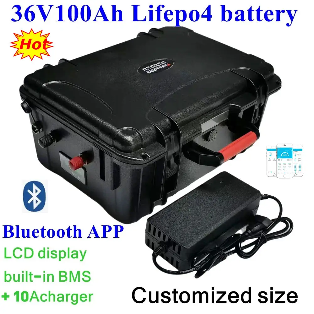 

CZ-Lithiumbattery Lifepo4 avec Bluetooth et BMS, tricycle électrique 3500W, vélo UPS, scooter, bateau, charger 10A, 36V, 100Ah