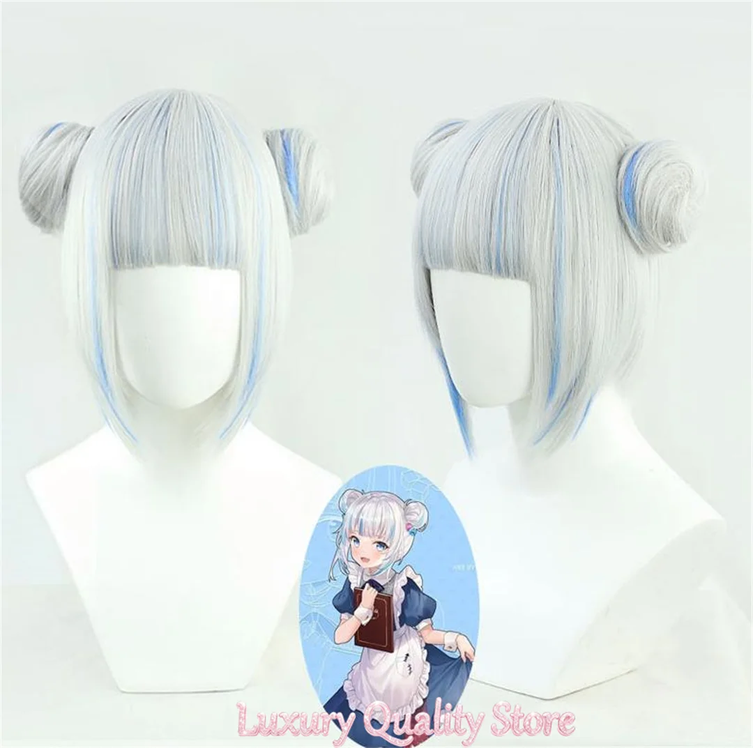 Cosplay Hololive EN VTuber Gawr Gura Shark Cat Wig Anime party character wig, heat-resistant synthetic wig ﻿