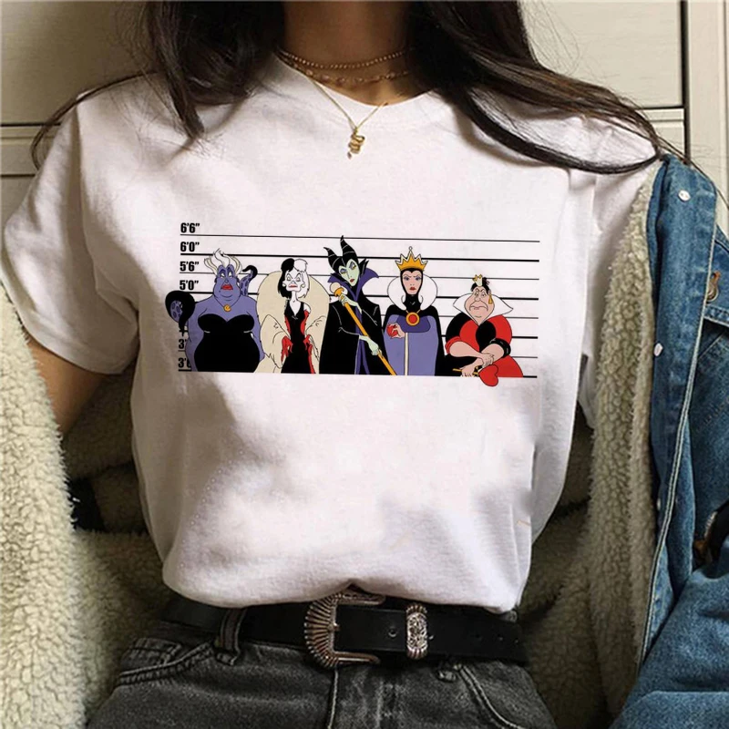 Simpatico cartone animato Disney cattivi Queen Print t-shirt da donna Street manica corta moda abbigliamento Casual magliette estive