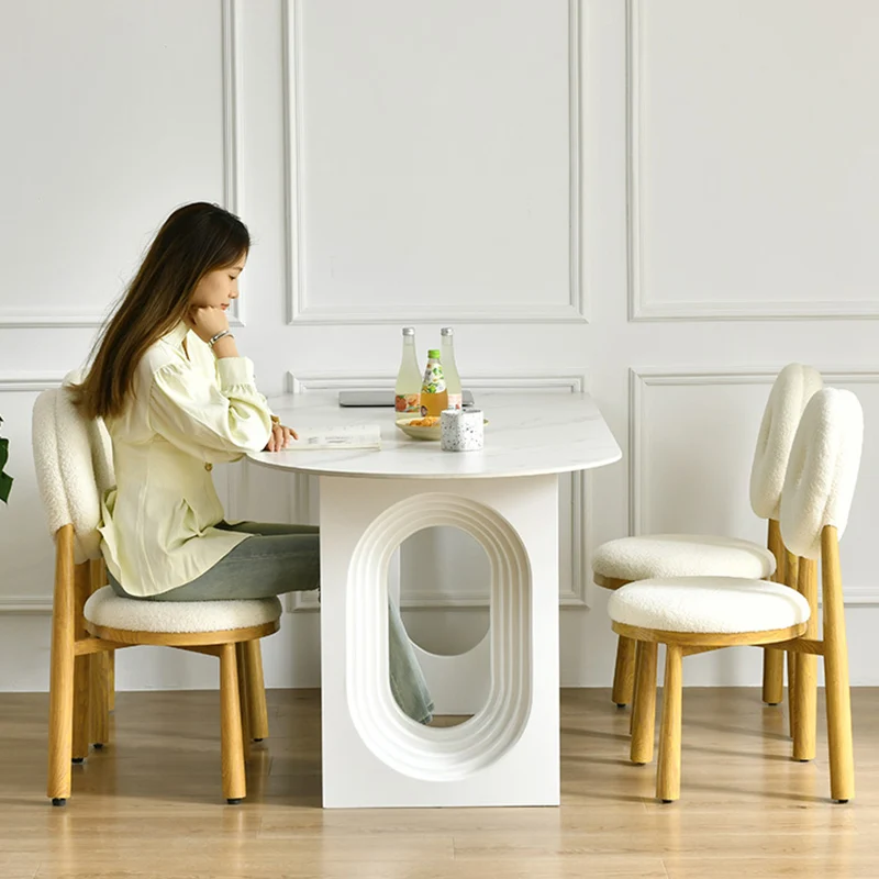 QueService-Ensemble de table à manger avec 4 chaises, table d\'appoint en élasthanne, dossier multifonctionnel pour café