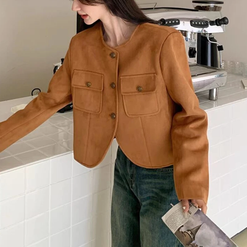 Wearing A Casual Jacket, Women's Short Style, Autumn New Design, Retro Jacket Top