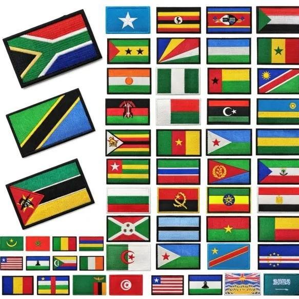 All Countries National Flag Embroidery Patches for Tactical Gears DIY 8*5cm Hook Backing with Loop Side Region Banner Wholesale