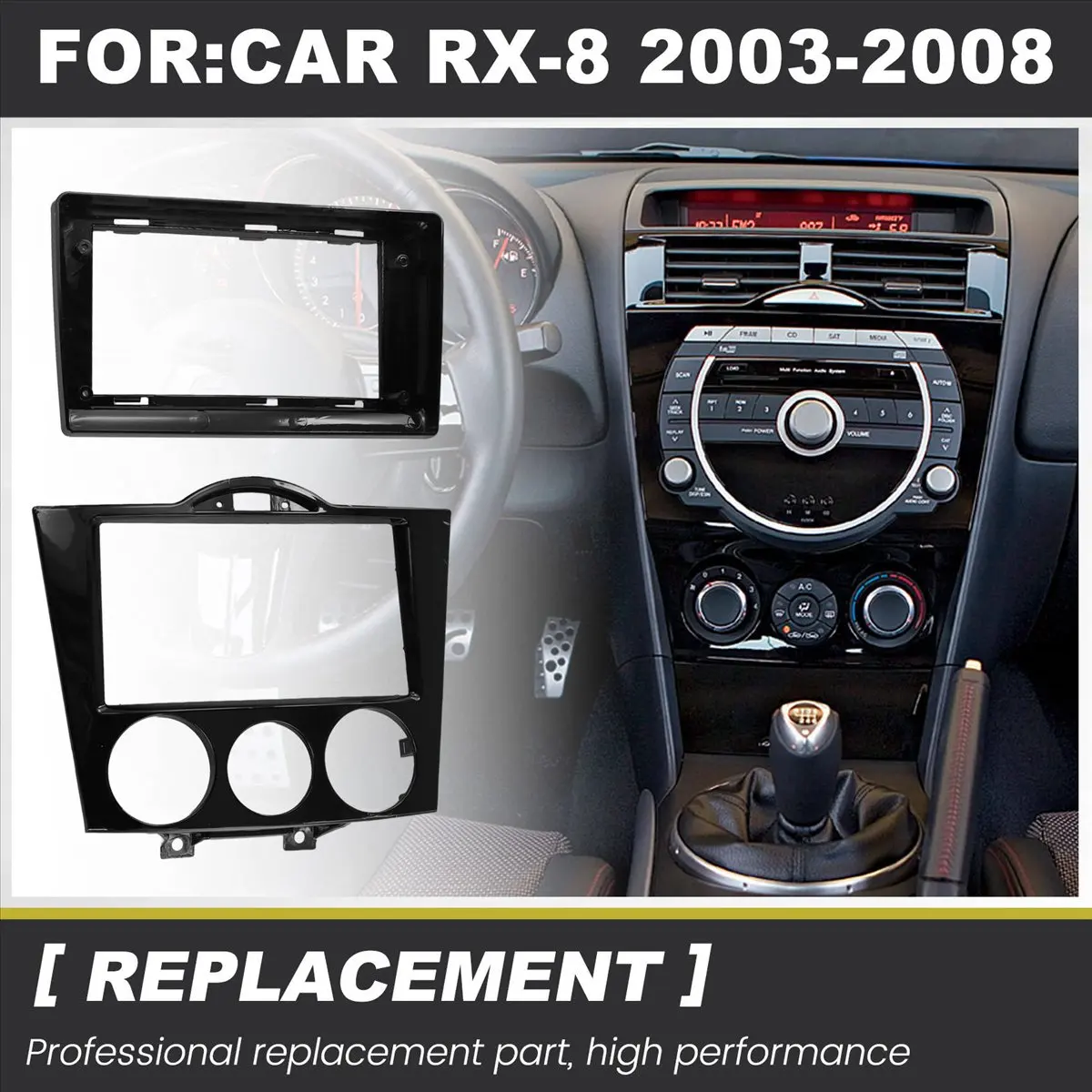Super Sale 9 Inch 2DIN Fascia Panel Radio Android MP5 GPS Player Frame Head Unit Stereo Dash Cover for Mazda RX-8 2003-2008