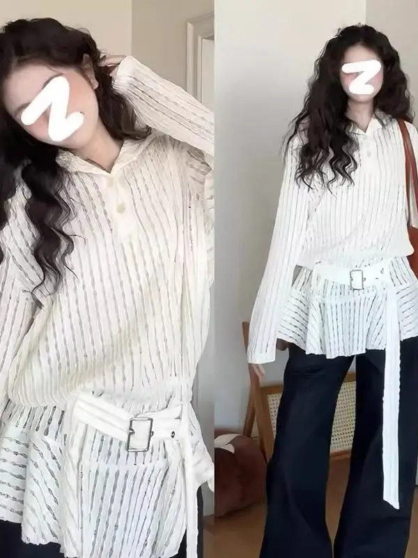 قميص نسائي طويل أبيض من الدانتيل المفرغ، تصميم فريد وجميل، قميص فرنسي فضفاض بلون واحد