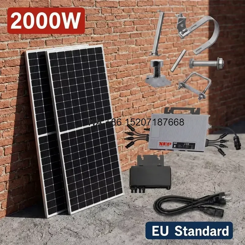 Wmwmnu 2000W Solar Panel Balcony System On Grid Tie Micro Inverter Complete Kit Plug and Play for Balkonkraftwerk WIFI