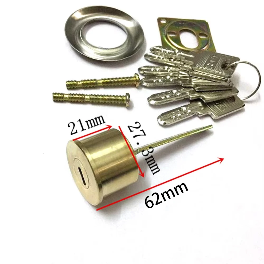 Universal Door Lock Copper Locking Security Rim Cylinder Door Lock With 6 Keys For Exterior Door Locks Replacement Copper Round