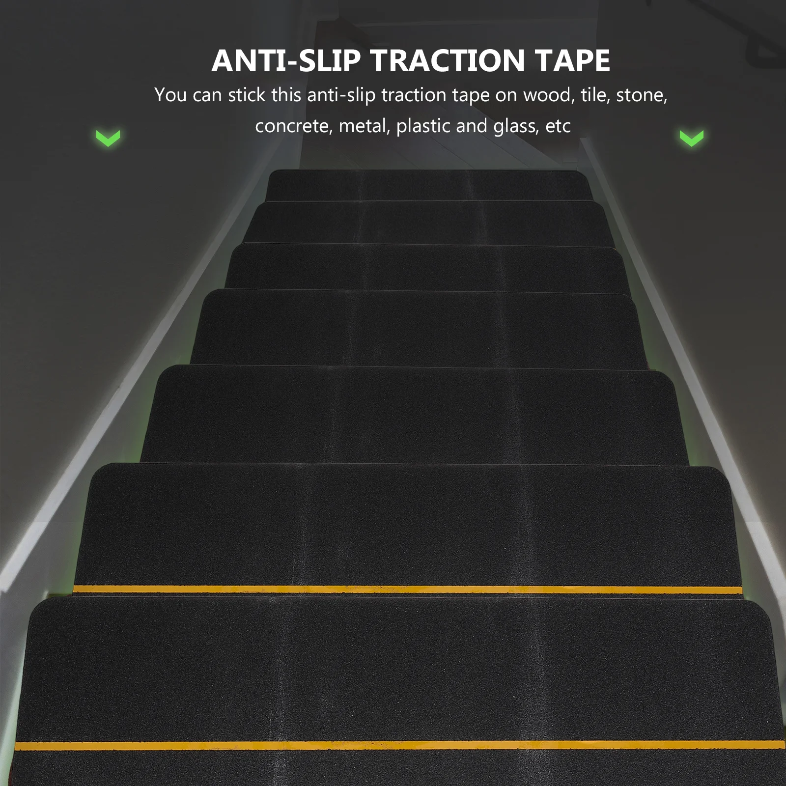 Tapis d'escalier brillant dans la nuit, bande réfléchissante antidérapante pour escaliers, sols, marches, rampes, tapis d'escalier de sécurité