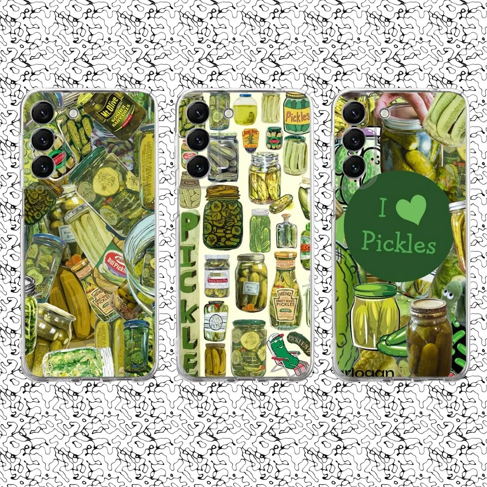 

Food Pickles Cucumber Phone Case Silicone For Samsung S30,S23,21,22,20 Ultra,S20 FE lite,S10,9,PIus Note20ultra Cover Clear