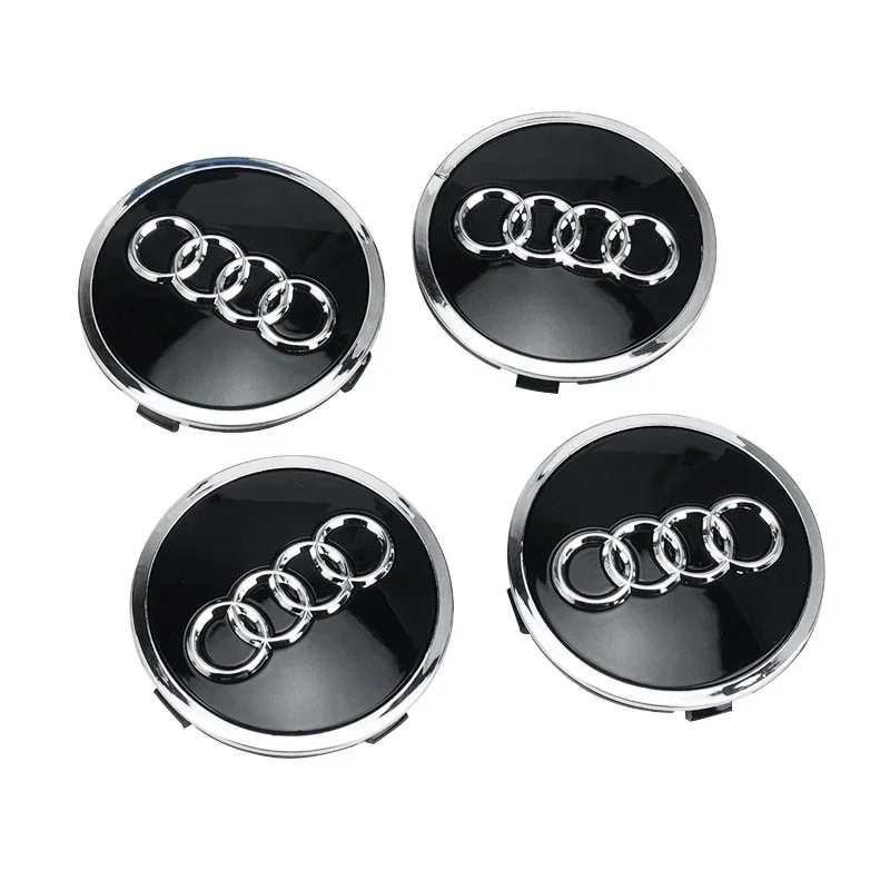 4Pcs 77mm Wheel Center Caps Hub Covers Car Styling 4L0601170 Badge For Audi Q7 Hubcap Cover Black Gray Decoration Accessories