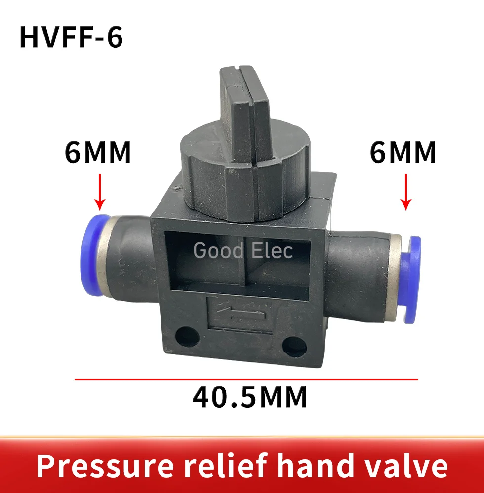 HVFF Pneumatische Anschlüsse Handventil 4 mm-12 mm Anschluss Schnellwanne für Schlauchrohrbegrenzung Geschwindigkeitsregelung