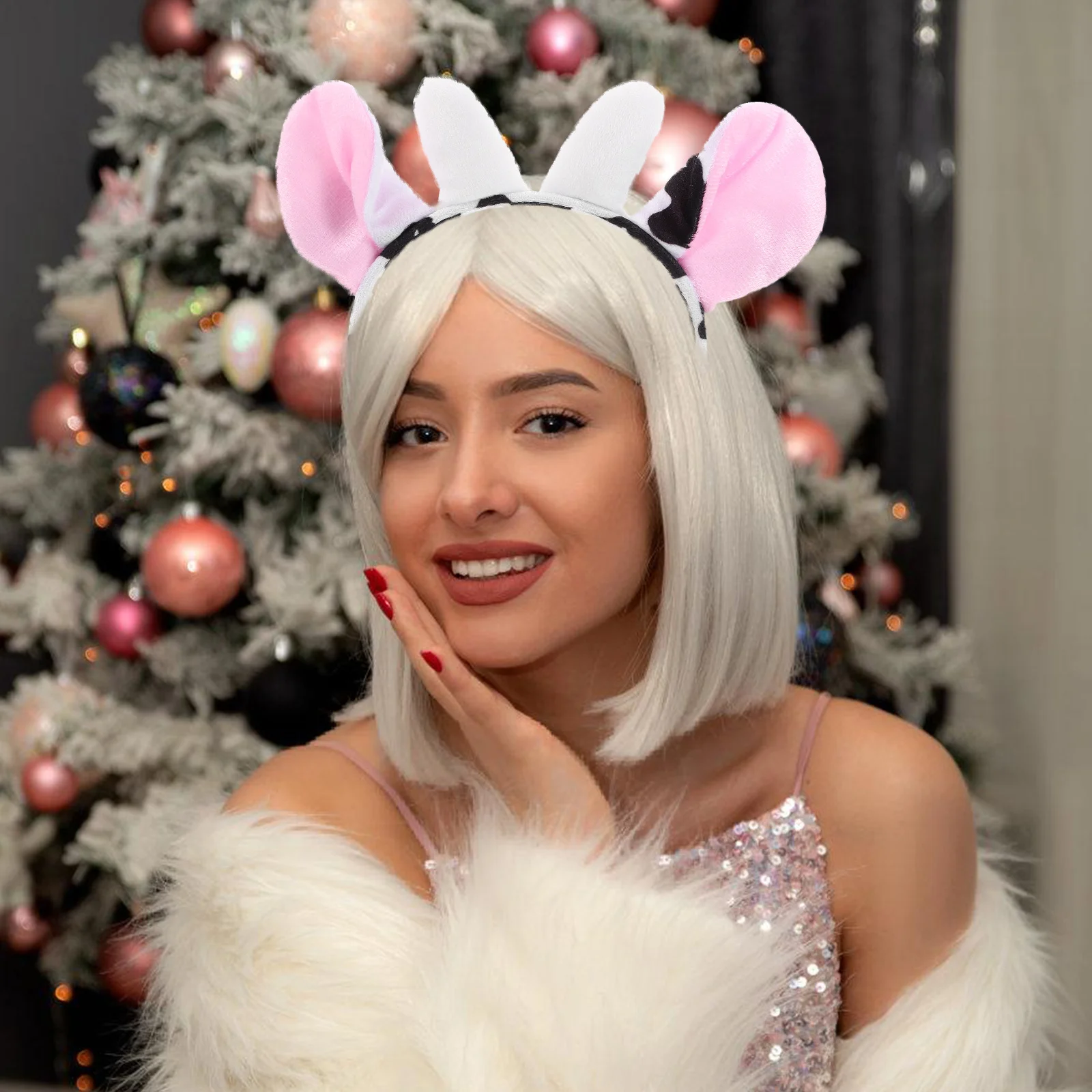 Adorável orelha de vaca bandana halloween animal cosplay traje dos desenhos animados vaca orelha hairband crianças bandana festa vestir-se acessório de cabelo