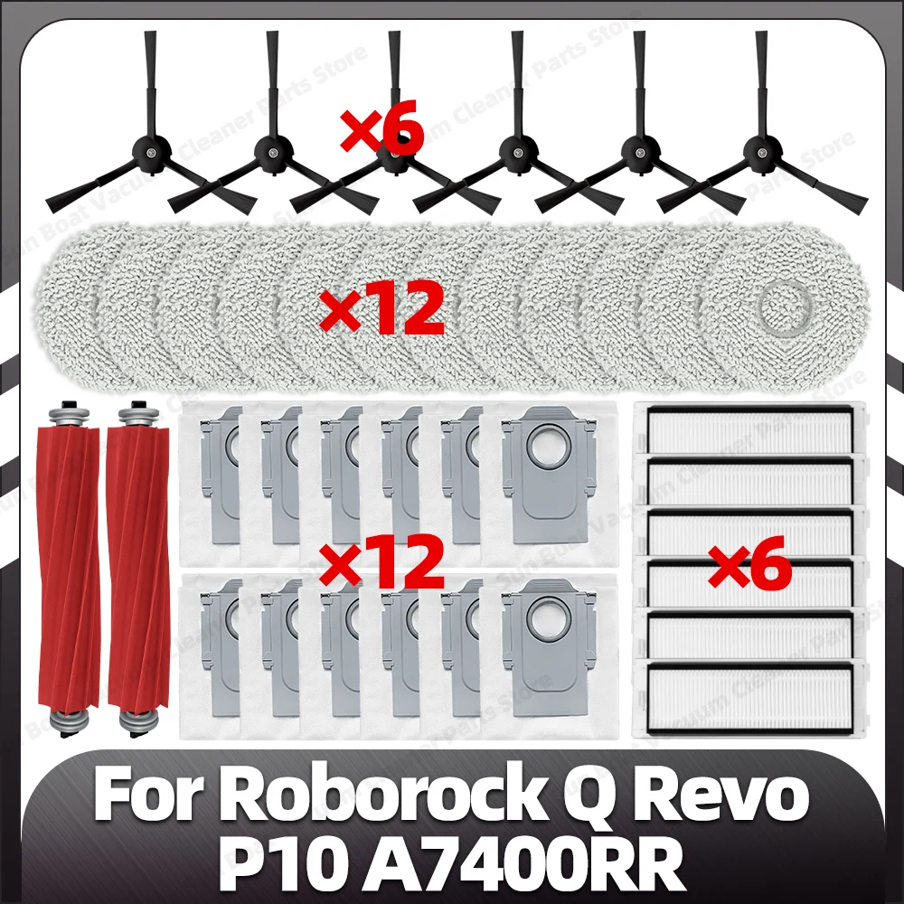 compativel-para-roborock-q-revo-p10-a7400rr-escova-lateral-principal-filtro-hepa-mop-almofadas-saco-de-po-pecas-reposicao-acessorios